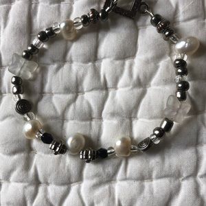 Silver Bead and Pearl Bracelet